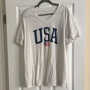 White USA V-Neck T-Shirt